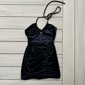 Zara Velvet Black Mini Cut-Out Dress